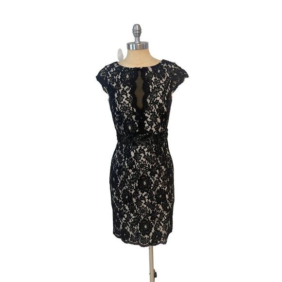 Monique Lhillier Black Beaded Party Cocktail Dress size 4 - Picture 1 of 8